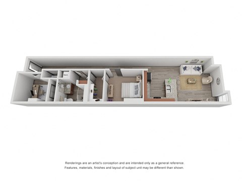 Floor plan for 1 bed, 1 bath, 930 sqft